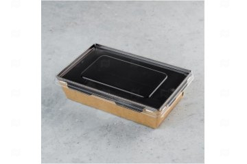 картинка Контейнер бум с/крышкой 800мл 186/207*105/127*55мм крафт+черный Packton Мир упаковки