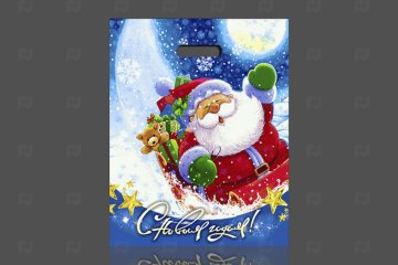 картинка Пакет с вырубной ручкой 38*47см 60мк ламинация Новогодний привет НГ 50шт Мир упаковки