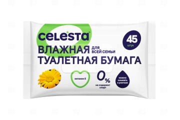 картинка Бумага туалетная влажная для всей семьи 45шт Celesta Мир упаковки
