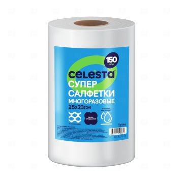 картинка Супер-салфетки многоразовые в рулоне 25*23см 150шт CELESTA  Мир упаковки