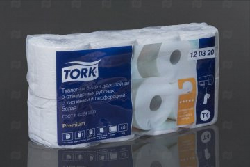 Купить 120320 Бумага туалет. быстрораствор. "TORK" белая 2-сл. (8 рул/23 м). Мир упаковки