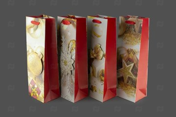картинка Пакет ламинированный под бутылку 35*12*9см Елочные украшения-3 НГ SCW442-ABCD Мир упаковки