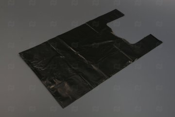 картинка Пакет майка ПСД 30+17*55см 35мк с блеском черный 30шт Мир упаковки