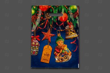 картинка Пакет с вырубной ручкой 31*40см 60мк ламинация В гостях у елочки НГ 50шт Мир упаковки