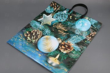 картинка Пакет с пластиковой ручкой 40*44см Золотые шишки НГ Мир упаковки