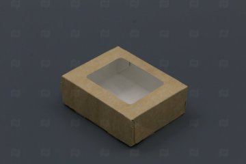 картинка Пенал бумажный с окном 300мл 100*80*35мм крафт Оригамо 400шт Мир упаковки