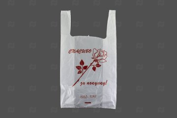 картинка Пакет майка ПНД 28+16*50см 11мк Спасибо за покупку 100шт Мир упаковки