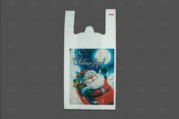 картинка Пакет майка ПВД 280+140*560см Дед мороз 100шт Мир упаковки