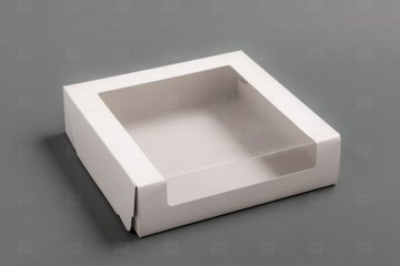 Купить Коробка для пирога с окном 225х225х60мм БЕЛАЯ (80 шт). Мир упаковки