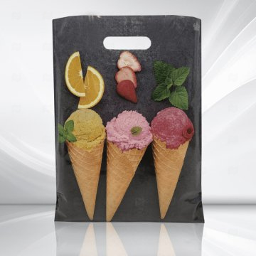 картинка Пакет с вырубной ручкой 40*31см 60мк Мороженое 50шт Мир упаковки