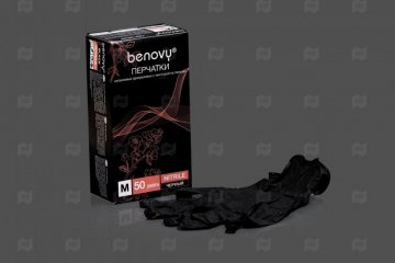 Купить Перчатки нитриловые Benovy б/талька М (уп. 100 пар) . Мир упаковки