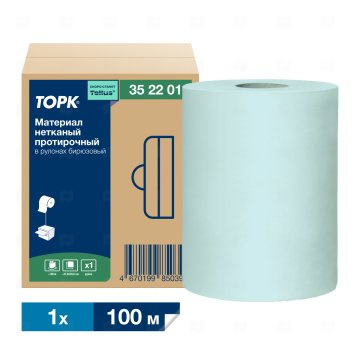 картинка Нетканый протирочный материал бирюзовый 1сл 100м 362листа Tork  Мир упаковки