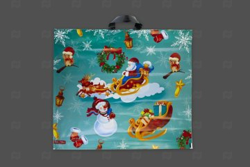 картинка Пакет с петлевой ручкой 58*50см 65мк Новогодние сани НГ Мир упаковки