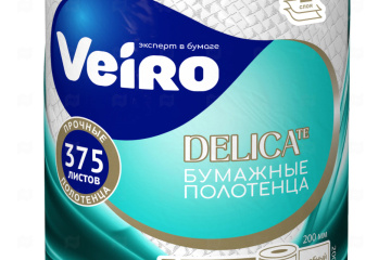 картинка Полотенца бумажные 2сл белые 1рул Veiro Delicate Мир упаковки