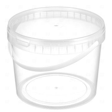 картинка Ведро 0,85л круглое прозрачное d-130/h-105мм с крышкой с к/замком с пласт ручкой ПТП Мир упаковки