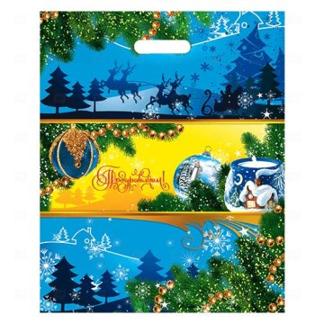 картинка Пакет с вырубной ручкой 38*47см 60мк Зимние истории НГ Мир упаковки