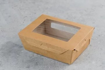 картинка Пенал бумажный с окном ланч бокс 600мл 150*115*50мм Мир упаковки