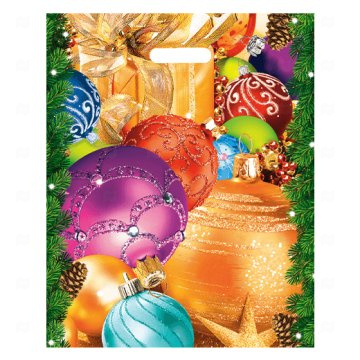 картинка Пакет с вырубной ручкой 38*47см 60мк Новогодние чудеса НГ 25шт Мир упаковки