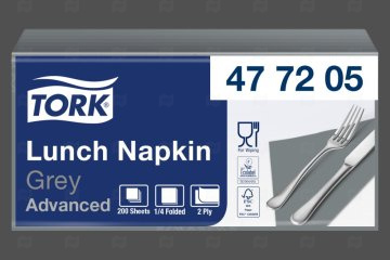 картинка Салфетки бумажные 33*33см 2сл серые 200шт Tork Мир упаковки
