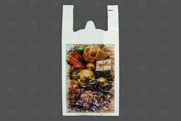 картинка Пакет майка ПВД 28+14*56см Новогодний подарок НГ  Мир упаковки