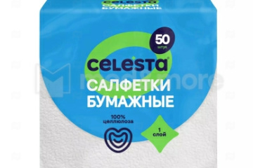 картинка Салфетки бумажные 24*24см 1сл белые 50шт Celesta Мир упаковки