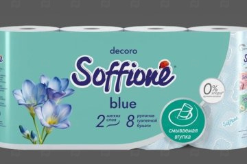 картинка Бумага туалетная 2сл голубая 8рул Soffione Decor Blue Мир упаковки