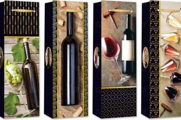 картинка Пакет ламинированный под бутылку 35*12*9см SCW1053-ABCD Мир упаковки