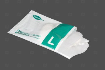 картинка Перчатки п/э прозрачные L 100шт Impacto Pro  Мир упаковки