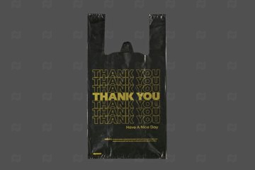 картинка Пакет майка ПВД 29+15*53см 30мк Thank You черный золото 100шт Мир упаковки