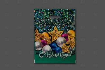 картинка Пакет с вырубной ручкой 31*40см 60мк ламинация Стеклярус НГ 50шт Мир упаковки