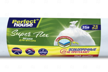 картинка Мешки д/мусора Super Flex 10мк 35л 25шт PERFECT HOUSE Мир упаковки
