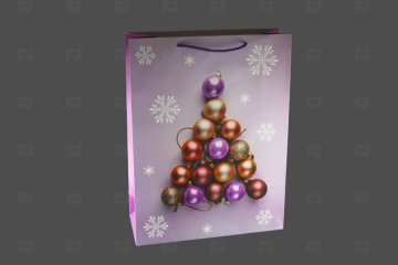 картинка Пакет ламинированный 40*31,5*12см Елка из шаров НГ SCW741-ABCD  Мир упаковки