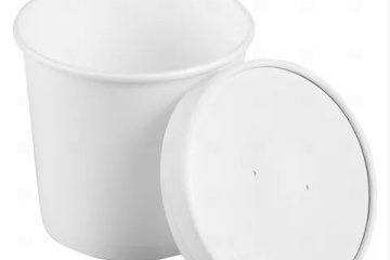 картинка Контейнер бумажный с бум крышкой 320мл 96*82*67мм белый 25шт Мир упаковки