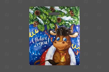 картинка Пакет с вырубной ручкой 40*47см 45мк Гаврюша НГ 50шт Мир упаковки