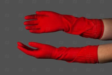 картинка Перчатки хоз латексные с хлоп напылением с выс манжетой красные S 2шт  Мир упаковки