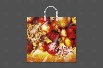 картинка Пакет с пластиковой ручкой 38*35см Злато НГ Мир упаковки