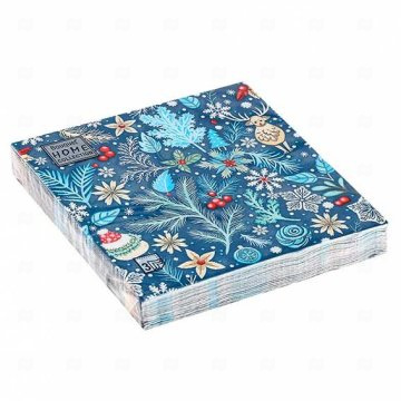 картинка Салфетки бумажные НГ 33*33см 3сл Зимний орнамент 20шт Bouquet Home Collection Мир упаковки