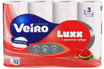 картинка Бумага туалетная 3cл белая 12рул арбуз Veiro Luxx  Мир упаковки