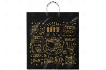 картинка Пакет с пластиковой ручкой 40*44см 100мк Кофейня Мир упаковки