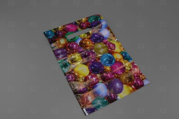 картинка Пакет с вырубной усиленной ручкой 20*30см 30мк Елочные шары НГ Мир упаковки