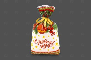 картинка Пакет подарочный 25*40см полуметалл Новогодние шары НГ 100шт Мир упаковки