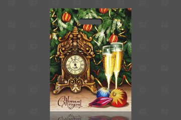 картинка Пакет с вырубной ручкой 38*47см 60мк ламинация Карнавальная ночь НГ 50шт Мир упаковки