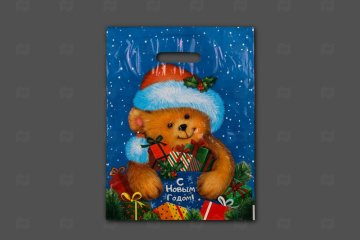 картинка Пакет с вырубной ручкой 30*40см 35мк Мишутка НГ 50шт Мир упаковки