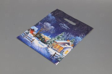 картинка Пакет с вырубной ручкой 30*40см 30мк Снежная дорожка НГ 50шт Мир упаковки