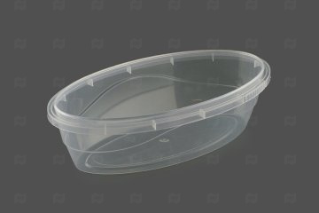 картинка Банка ПП 330мл овальная лодка прозрачная 168*94*45мм б/крышки с к/замком 500шт старая форма ПТ Мир упаковки