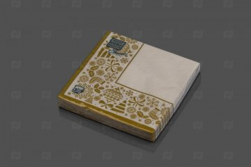 Купить Салфетки бумажные НГ 33*33см 3сл Новогодняя скатерть золото на белом 20шт Bouquet Home Collection. Мир упаковки