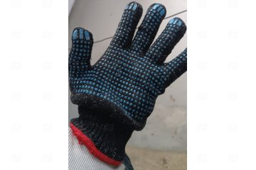 картинка Перчатки черные двойные с покрытием ПВХ 1пара  Мир упаковки