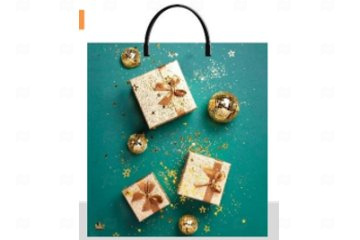 картинка Пакет с пластиковой ручкой 37*36см Золотые подарки НГ 10шт Мир упаковки