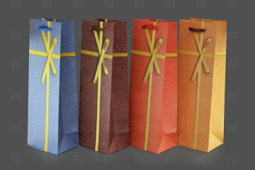 картинка Пакет ламинированный под бутылку 35*12*9см Бантик SCW086-ABCD  Мир упаковки