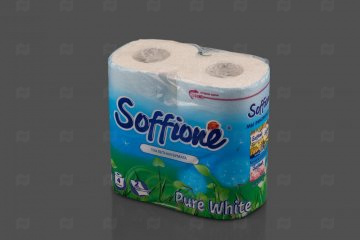 Купить Бумага туалетная Pure White Белая 2сл "Soffione" (4 рул.) арт. 10900001. Мир упаковки